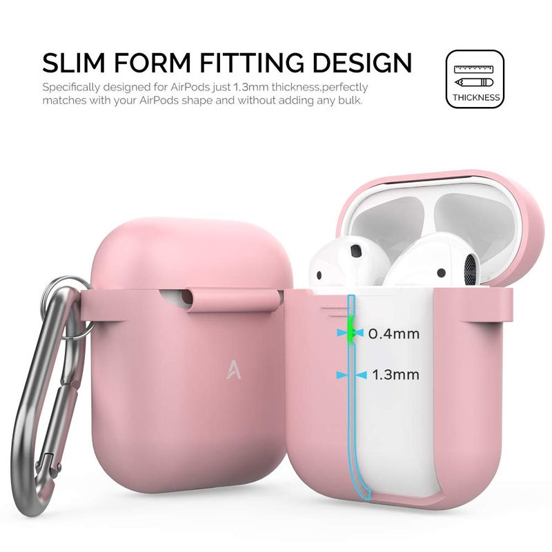 AhaStyle Upgrade Silicone Case Protective Cover [Front LED Visible] Compatible with Apple AirPods 2 & 1 (Pink) - Image 4